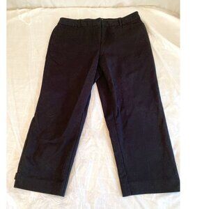 Kim Rogers‎ Capri Pants SZ 16 Black Stretch Pockets Belt Loops Loop & Button Hem